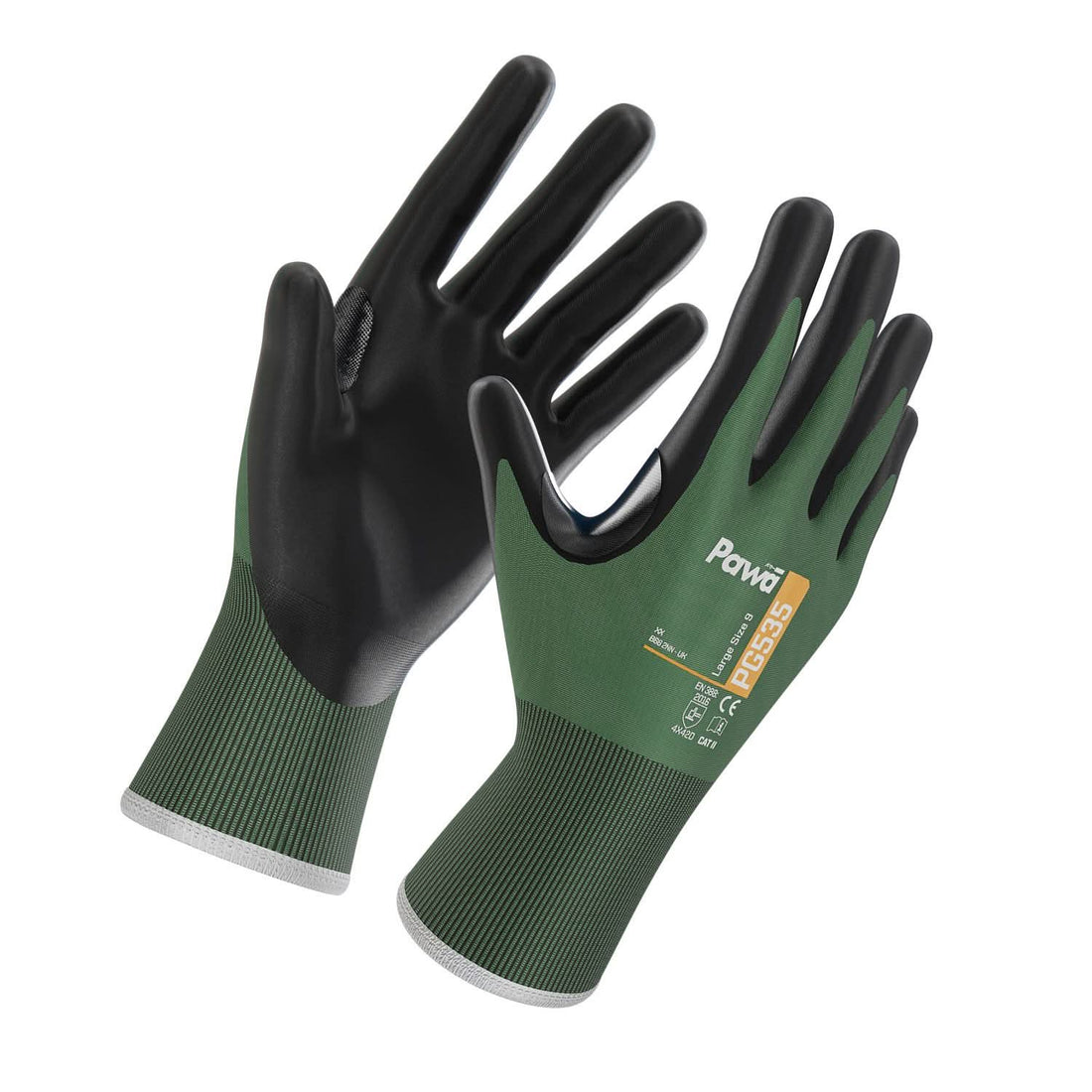 Pawa Ultrafine Anti Cut Gloves PG535 - Green - Customisable PAWA