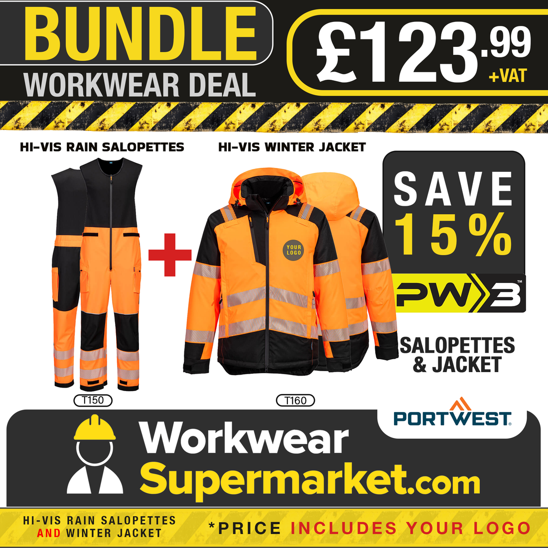 Portwest PW3 Hi-Vis Winter Suit Bundle - - Customisable Bundle