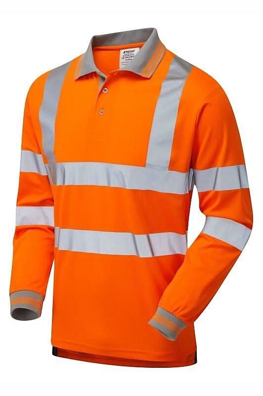 Pulsar Hi Vis Orange LS Polo Shirt PR470 - Orange - Customisable Polos