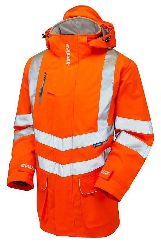 Pulsar Hi Vis Orange Padded Storm Coat PR502 - Orange - Customisable Hi-Vis Insulated Jacket