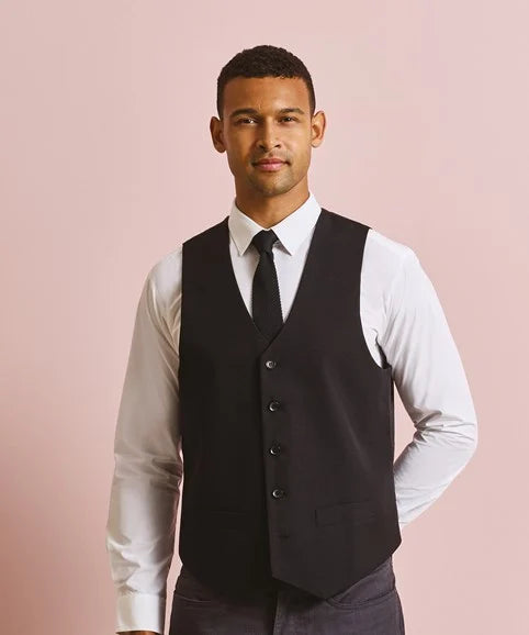 Premier Black Lined Polyester Waistcoat - PR622 - - Customisable Waistcoat