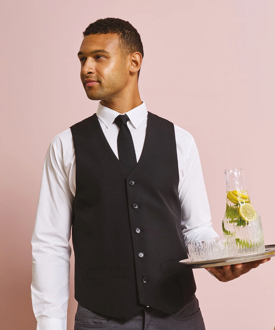 Premier Black Lined Polyester Waistcoat - PR622 - - Customisable Waistcoat
