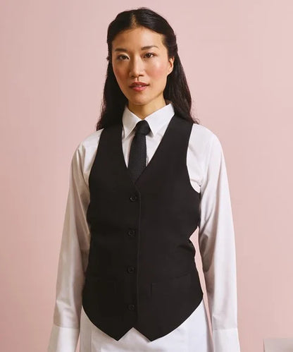 Premier Black Lined Polyester Ladies Waistcoat - PR623 - Black - Customisable Waistcoat