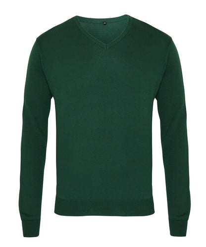 Premier - V-neck knitted sweater - PR694 - Bottle - Customisable Knitted Jumpers