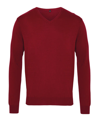 Premier - V-neck knitted sweater - PR694 - Burgundy - Customisable Knitted Jumpers