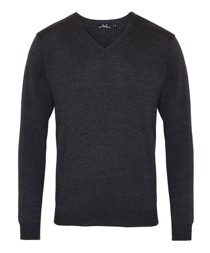 Premier - V-neck knitted sweater - PR694 - Charcoal* - Customisable Knitted Jumpers