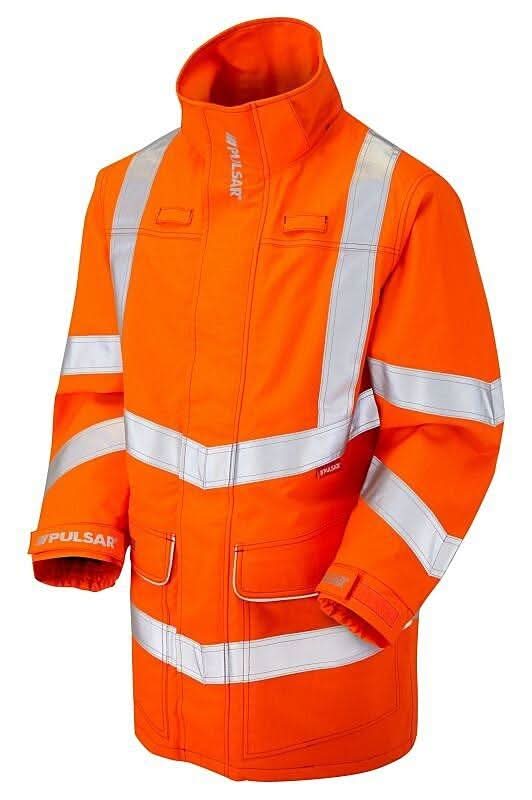 Pulsar Electric ARC Waterproof Storm Coat PRARC09 - Orange - Customisable Hi-Vis Rain Jackets