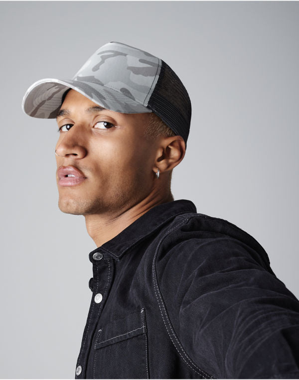Beechfield Camo Snapback Trucker B694 - Midnight Camo O S - Customisable Caps