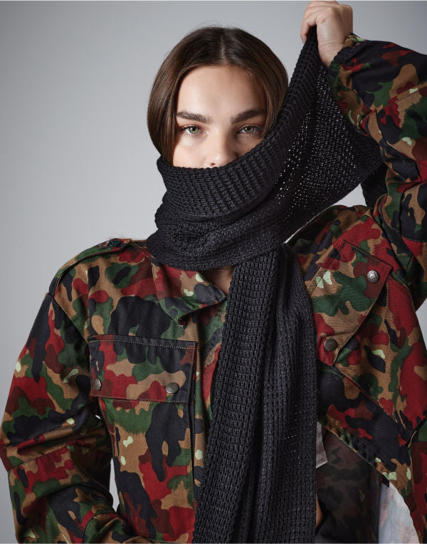 Beechfield Classic Waffle Knitt Scarf B424 - French Navy O S - Customisable Scarf