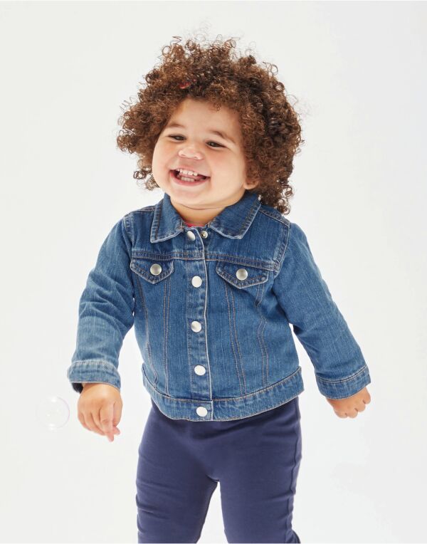 Babybugz Baby Rocks Denim Jacket BZ53 - Denim Blue 03-06 Months - Customisable Jackets