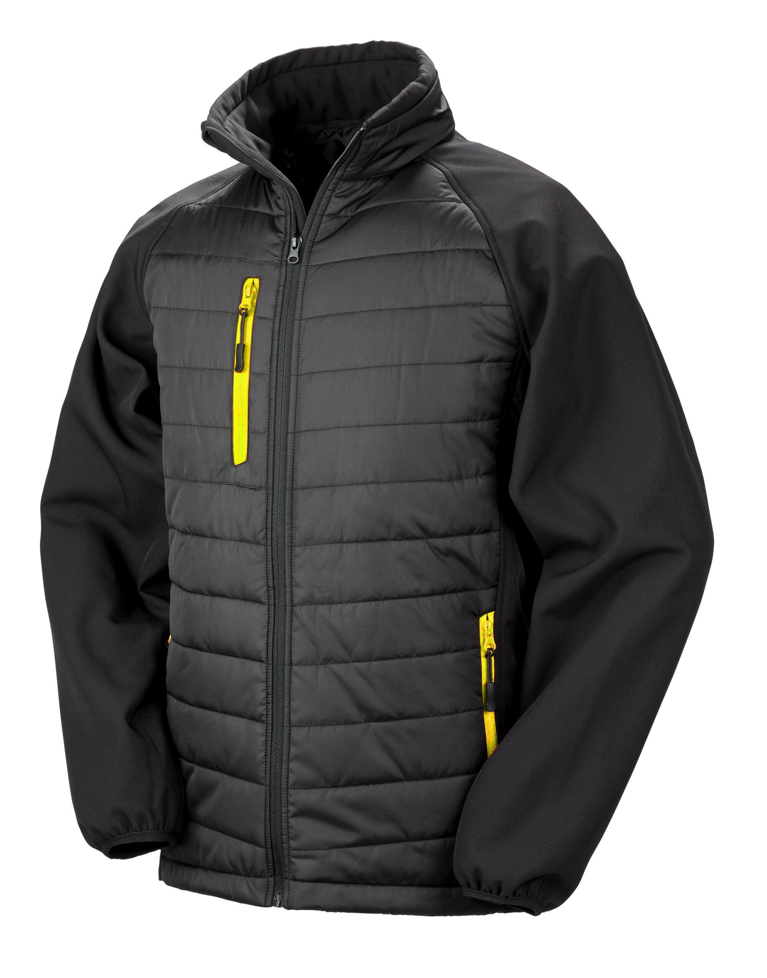 Result Black Compass Softshell Jacket R237X - Black Yellow - Customisable Softshell Jacket
