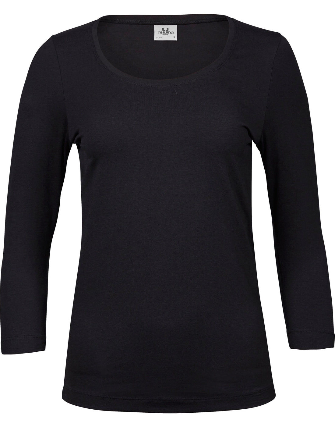 Tee Jays Ladies 3/4 Sleeve Stretch Tee TJ460 - Black - Customisable T-Shirts
