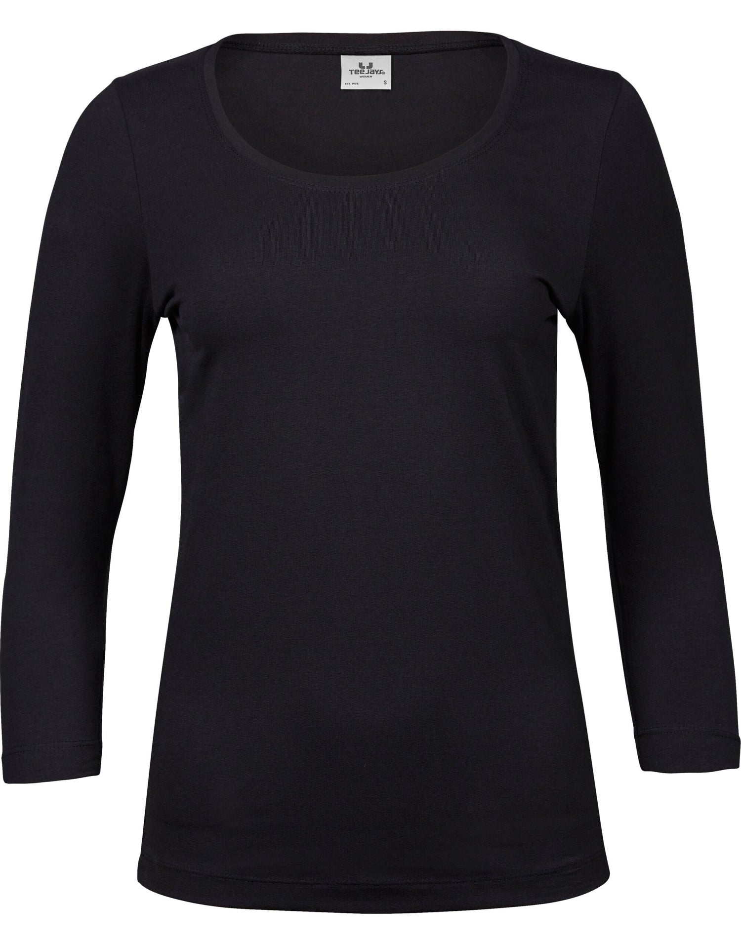 Tee Jays Ladies 3/4 Sleeve Stretch Tee TJ460 - Black - Customisable T-Shirts
