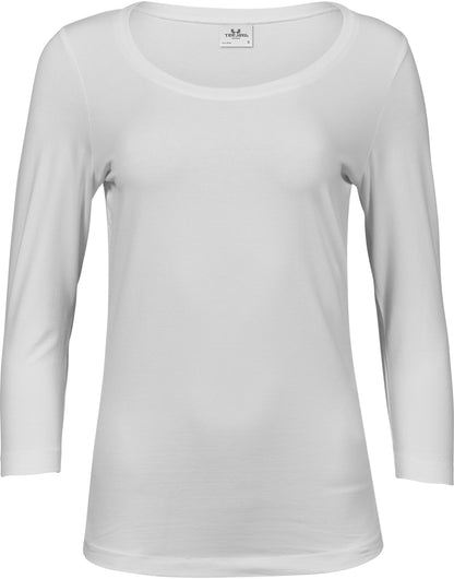 Tee Jays Ladies 3/4 Sleeve Stretch Tee TJ460 - White - Customisable T-Shirts