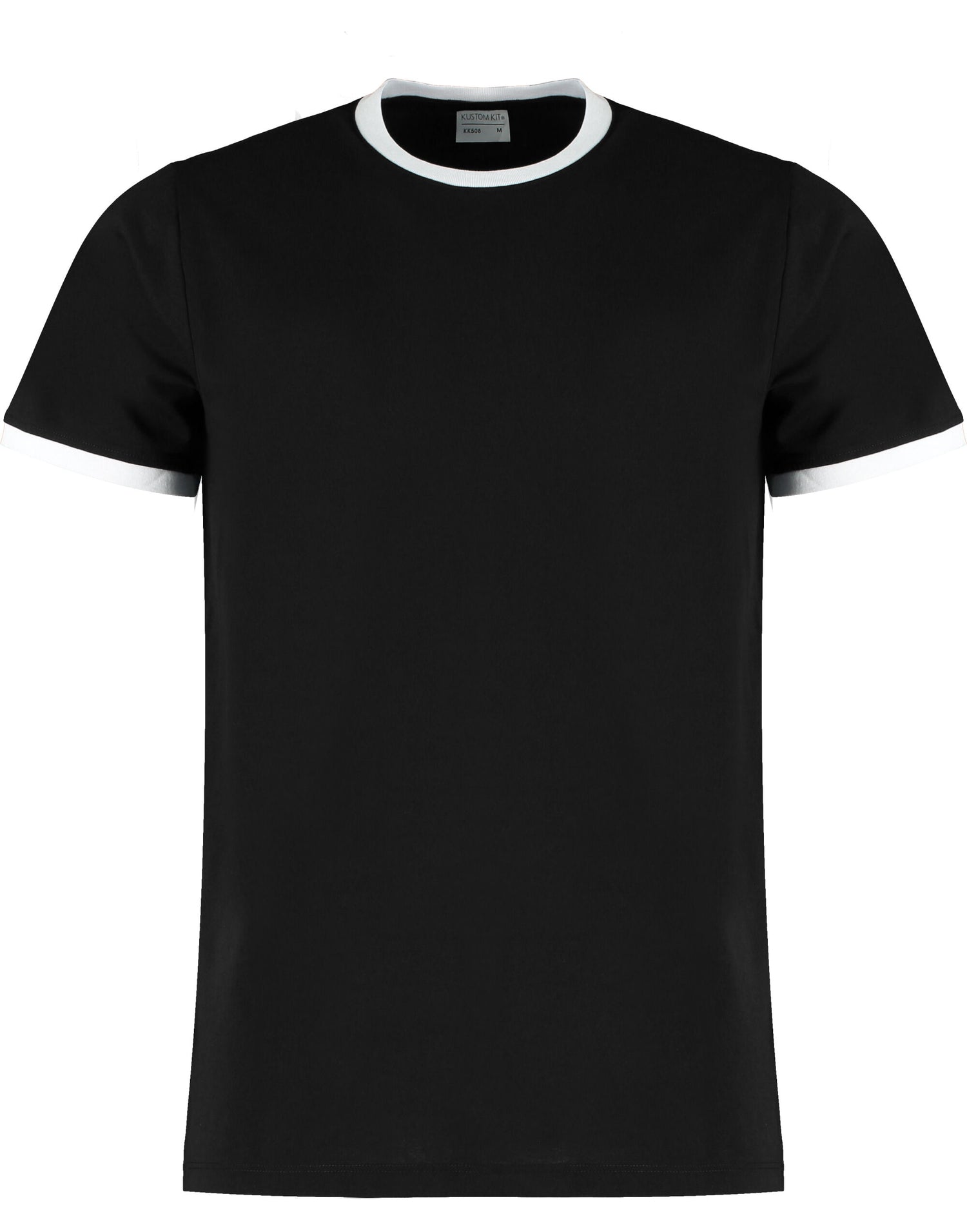 Kustom Kit Mens Fashion Fit Ringer Tee KK508 - Black White - Customisable T-Shirts