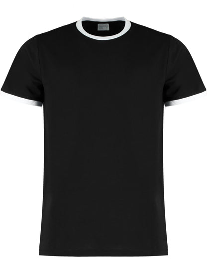Kustom Kit Mens Fashion Fit Ringer Tee KK508 - Black White - Customisable T-Shirts