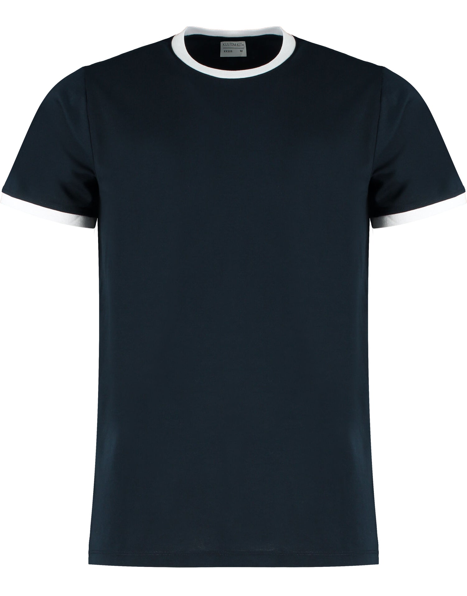 Kustom Kit Mens Fashion Fit Ringer Tee KK508 - Navy White - Customisable T-Shirts
