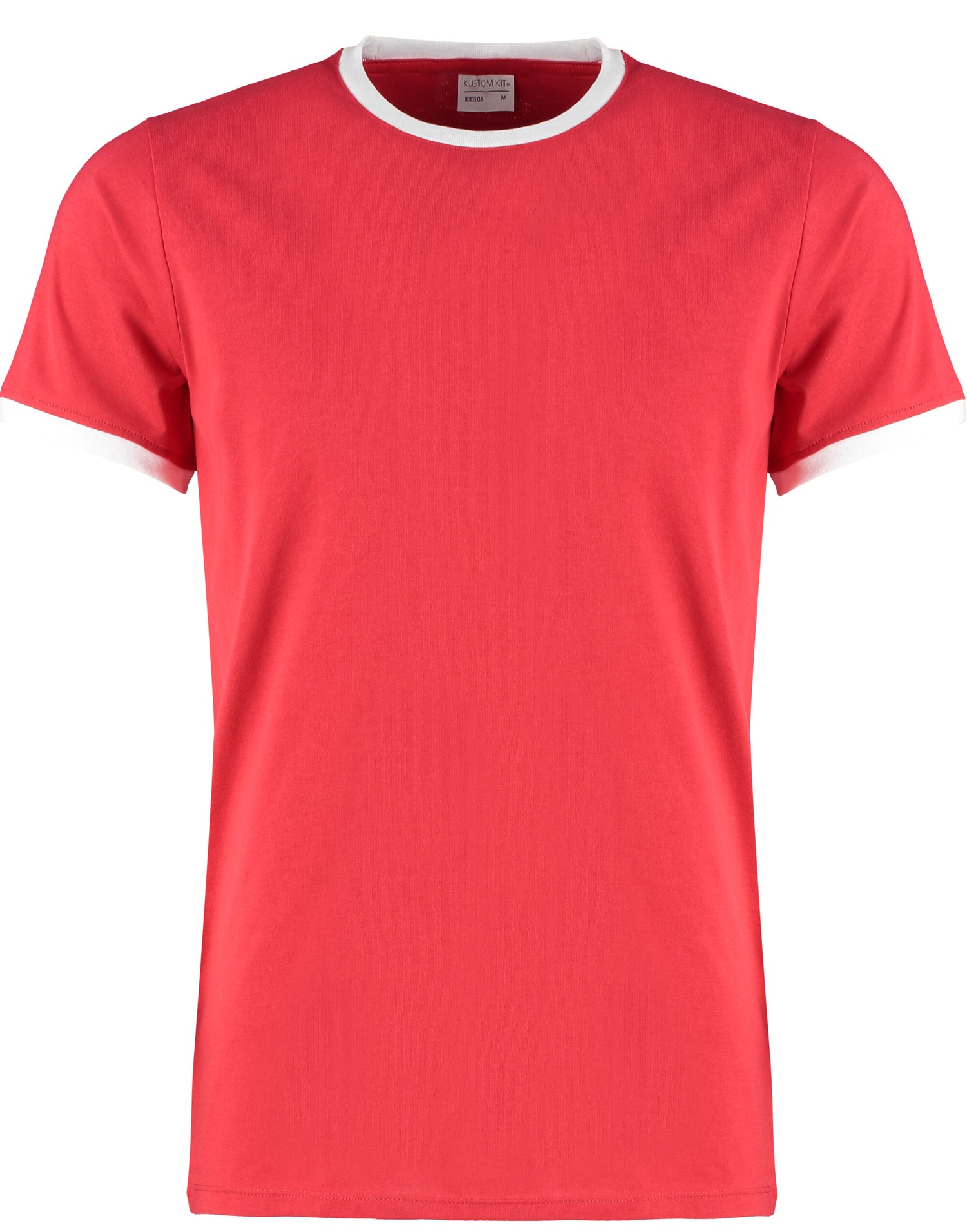 Kustom Kit Mens Fashion Fit Ringer Tee KK508 - Red White - Customisable T-Shirts