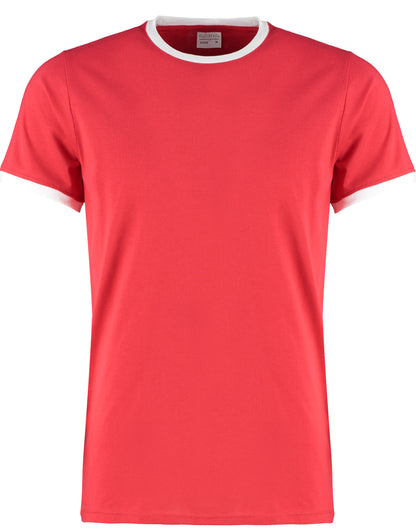 Kustom Kit Mens Fashion Fit Ringer Tee KK508 - Red White - Customisable T-Shirts