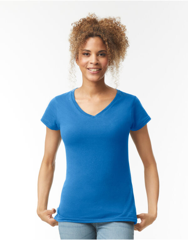 Gildan Softstyle Ladies V-Neck T-Shirt 64v00l - Black XL - Customisable T-Shirts