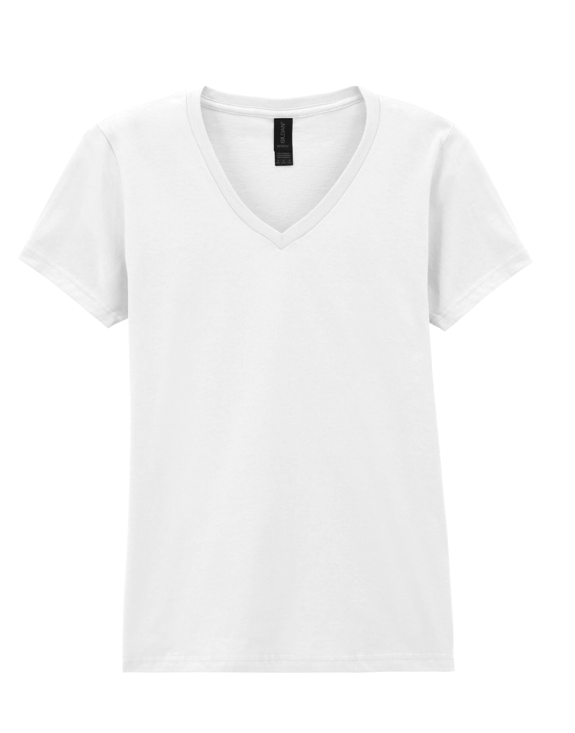 Gildan Softstyle Ladies V-Neck T-Shirt 64v00l - White - Customisable T-Shirts