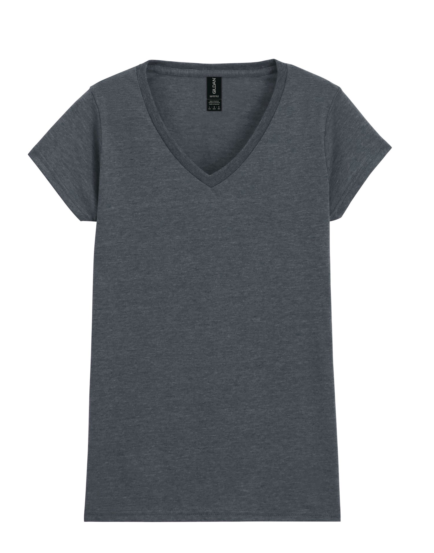 Gildan Softstyle Ladies V-Neck T-Shirt 64v00l - Dark Heather - Customisable T-Shirts