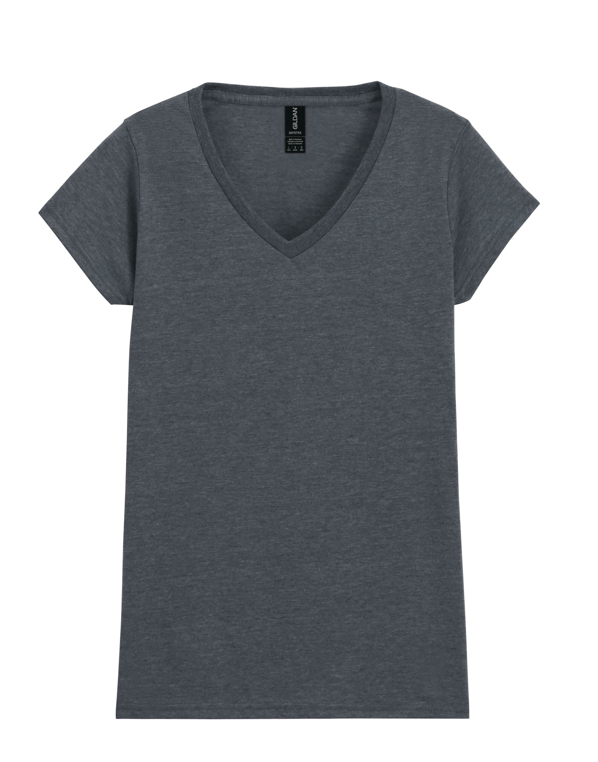 Gildan Softstyle Ladies V-Neck T-Shirt 64v00l - Dark Heather - Customisable T-Shirts