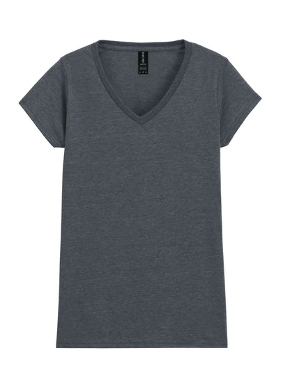 Gildan Softstyle Ladies V-Neck T-Shirt 64v00l - Dark Heather - Customisable T-Shirts