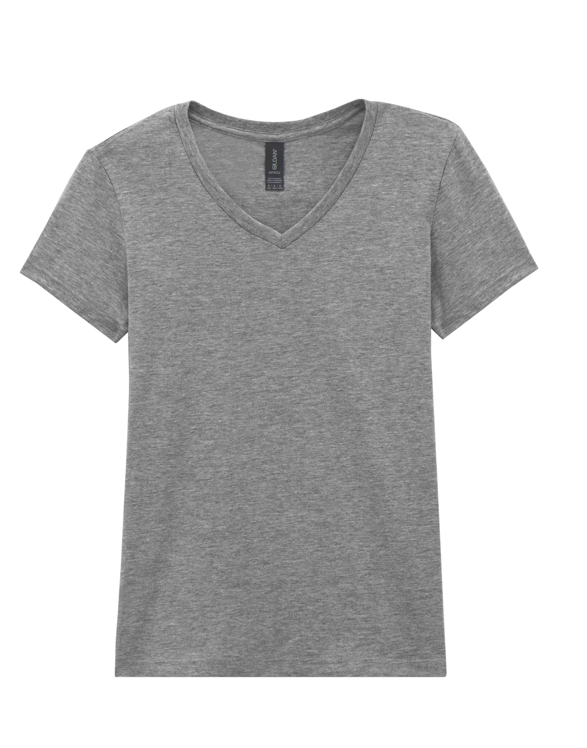 Gildan Softstyle Ladies V-Neck T-Shirt 64v00l - Sport Grey (RS) - Customisable T-Shirts