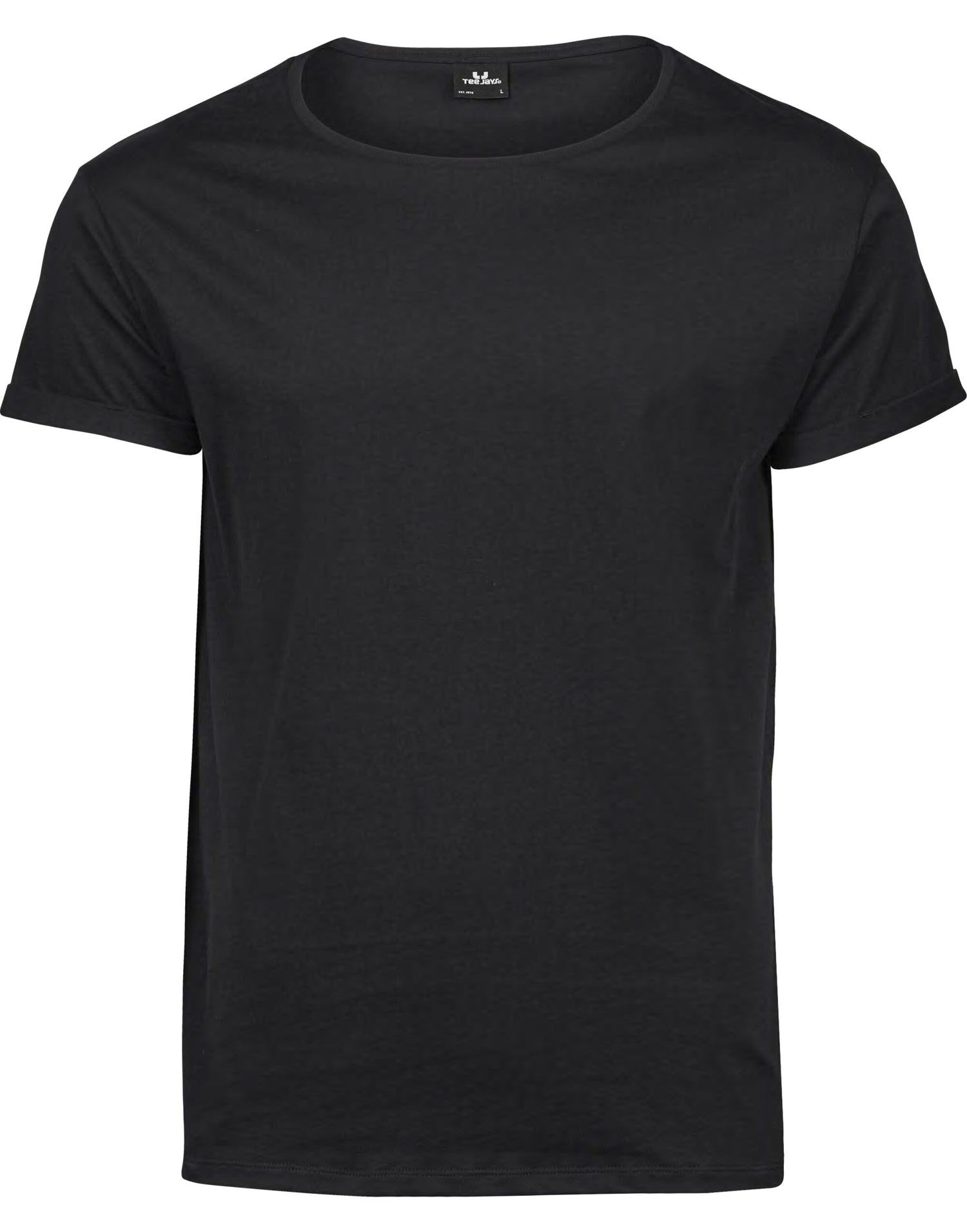 Tee Jays Mens Roll Up Sleeve Tee TJ5062 - Black - Customisable T-Shirts