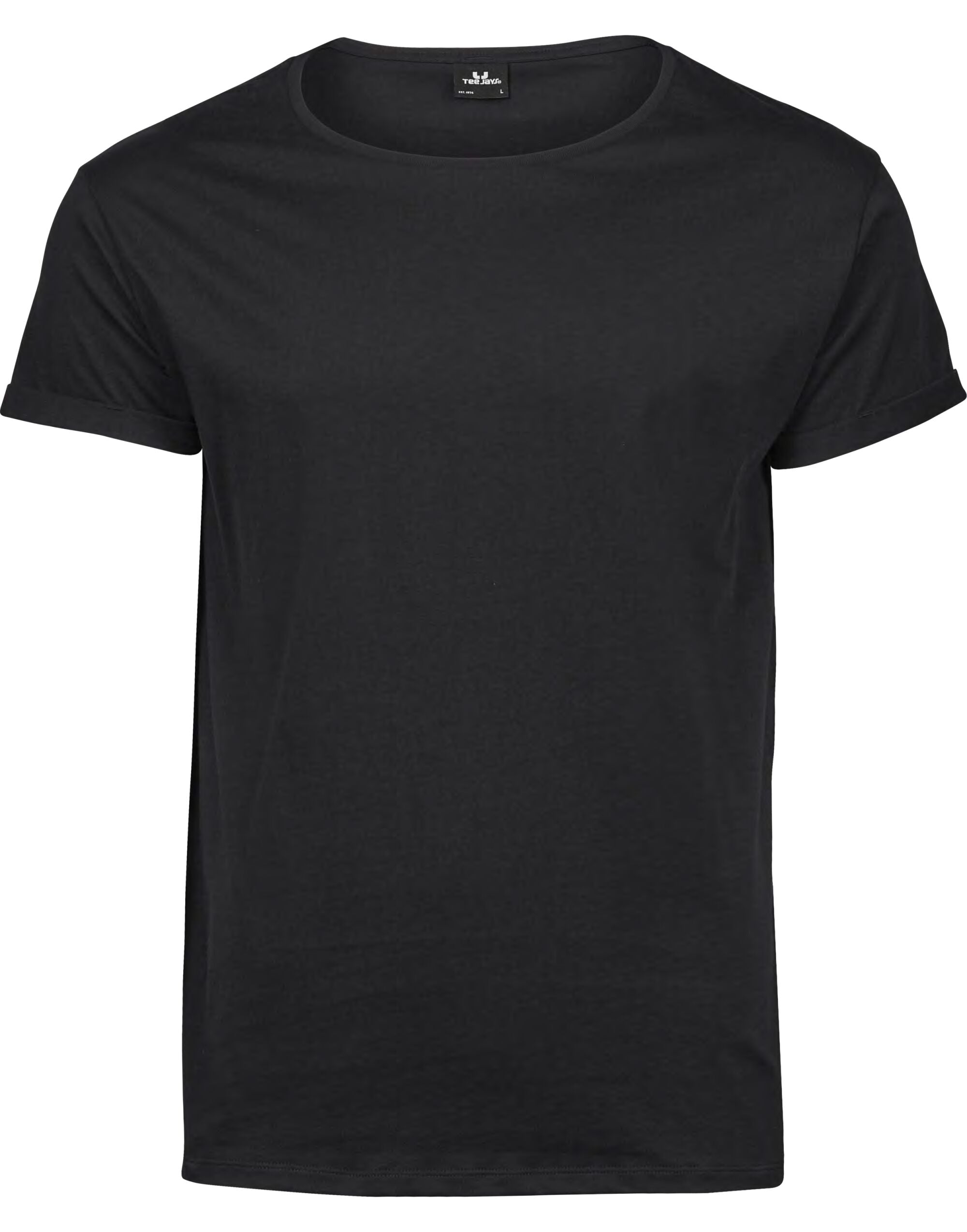 Tee Jays Mens Roll Up Sleeve Tee TJ5062 - Black - Customisable T-Shirts