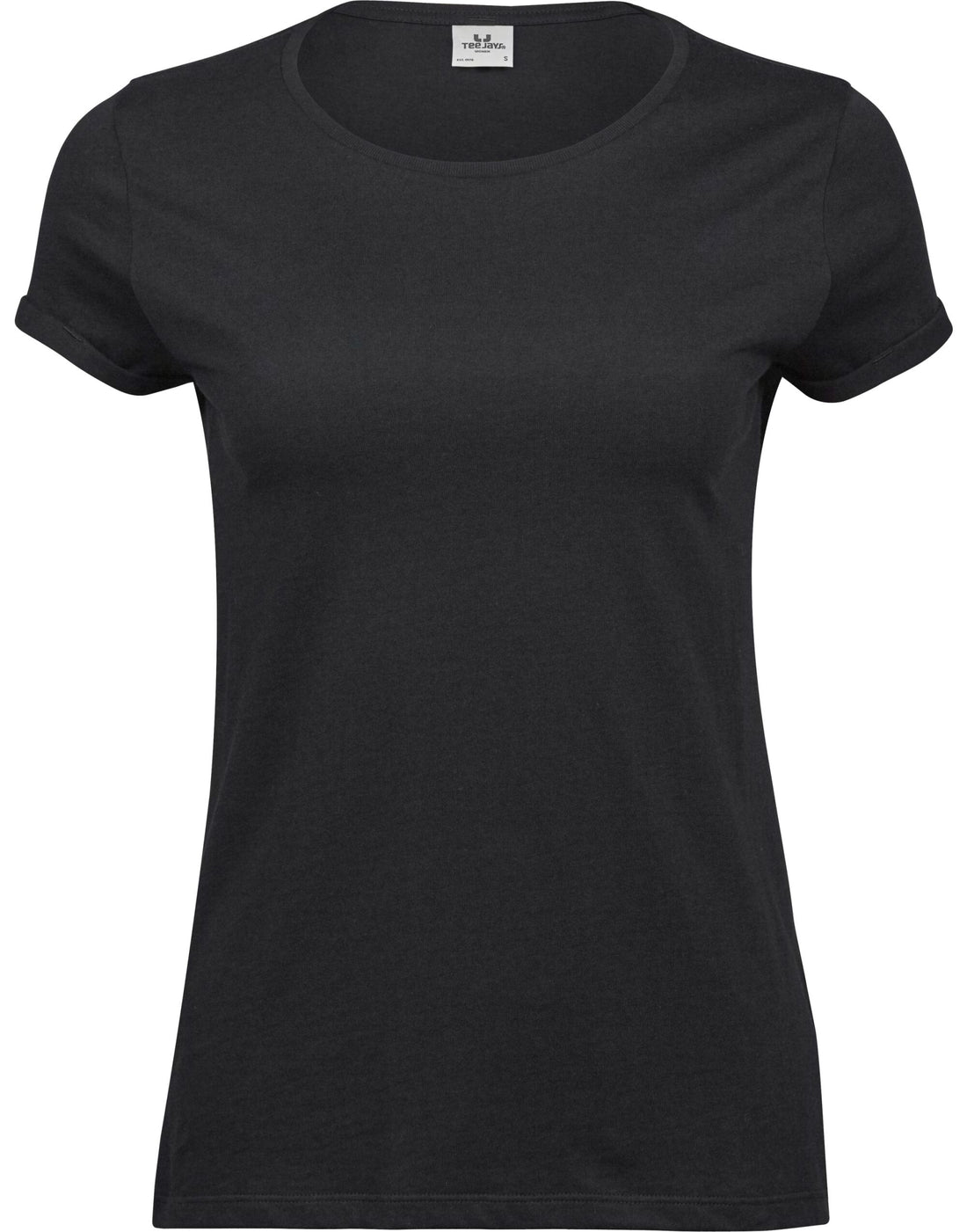 Tee Jays Ladies Roll Up Sleeve Tee TJ5063 - Black - Customisable T-Shirts