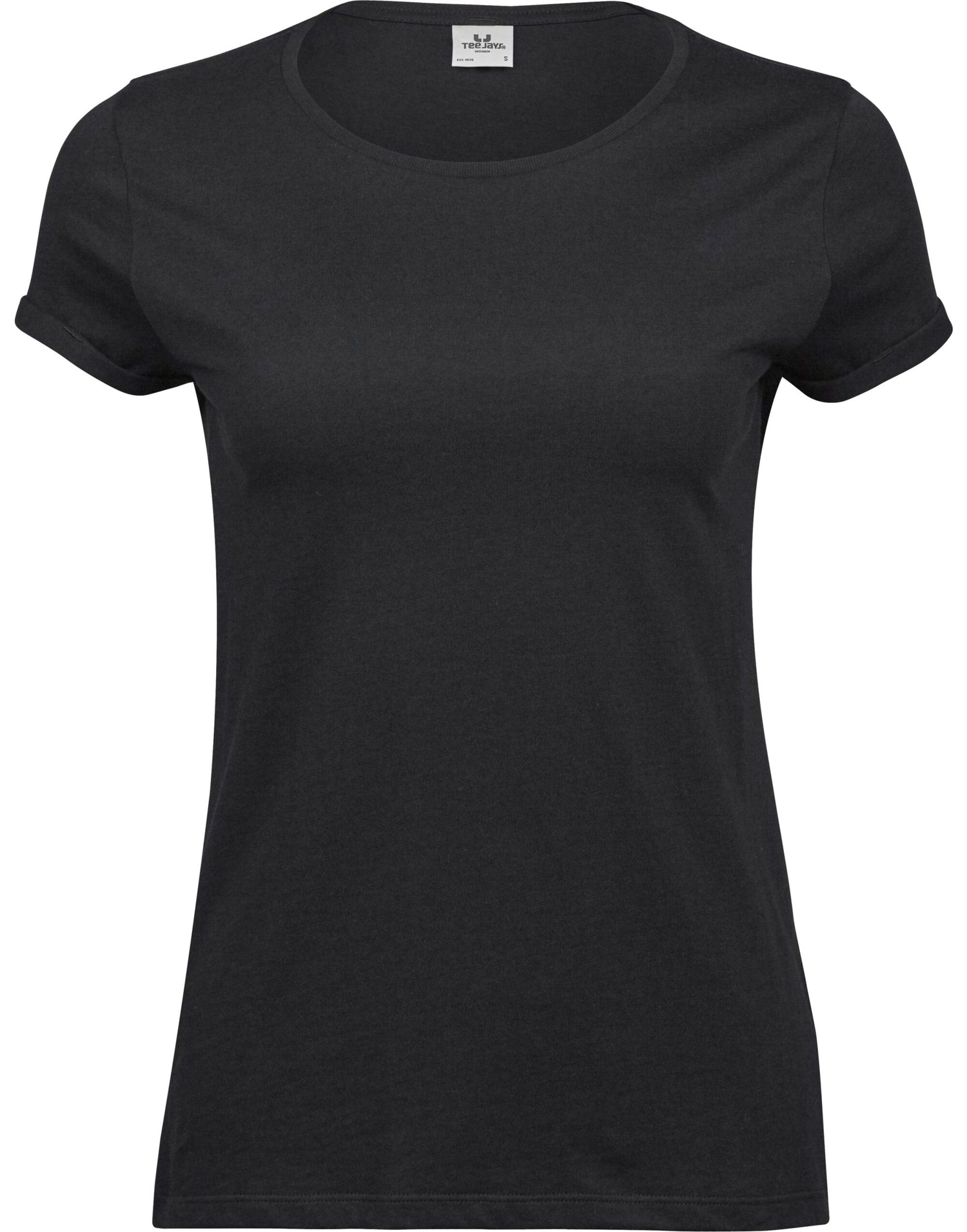 Tee Jays Ladies Roll Up Sleeve Tee TJ5063 - Black - Customisable T-Shirts