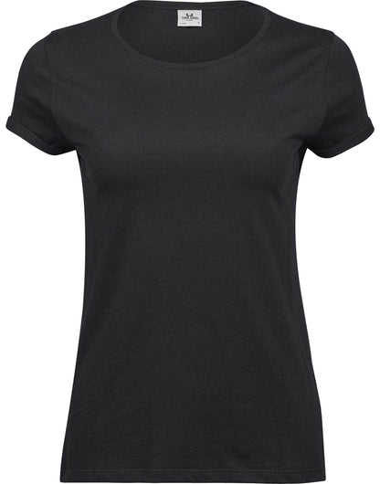 Tee Jays Ladies Roll Up Sleeve Tee TJ5063 - Black - Customisable T-Shirts
