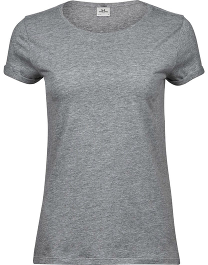 Tee Jays Ladies Roll Up Sleeve Tee TJ5063 - Heather Grey - Customisable T-Shirts