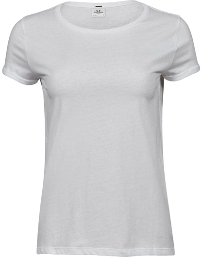 Tee Jays Ladies Roll Up Sleeve Tee TJ5063 - White - Customisable T-Shirts