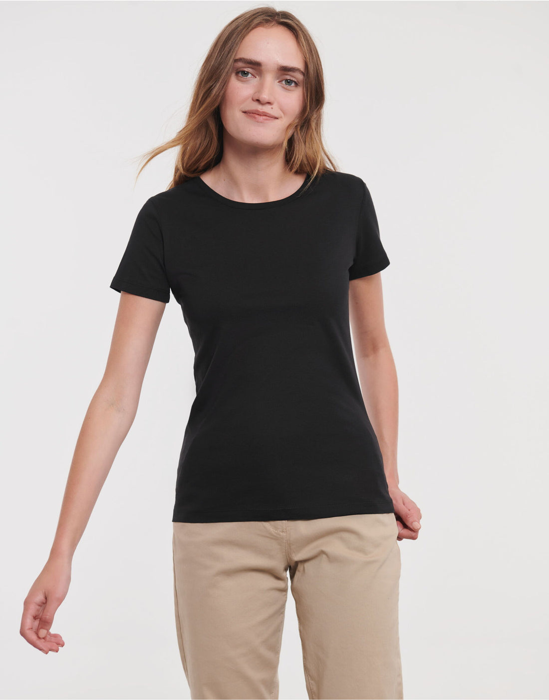 Russell Short Sleeve Collection Russell Short Sleeve Ladies Pure Organic T R108F - Black - Customisable T-Shirts
