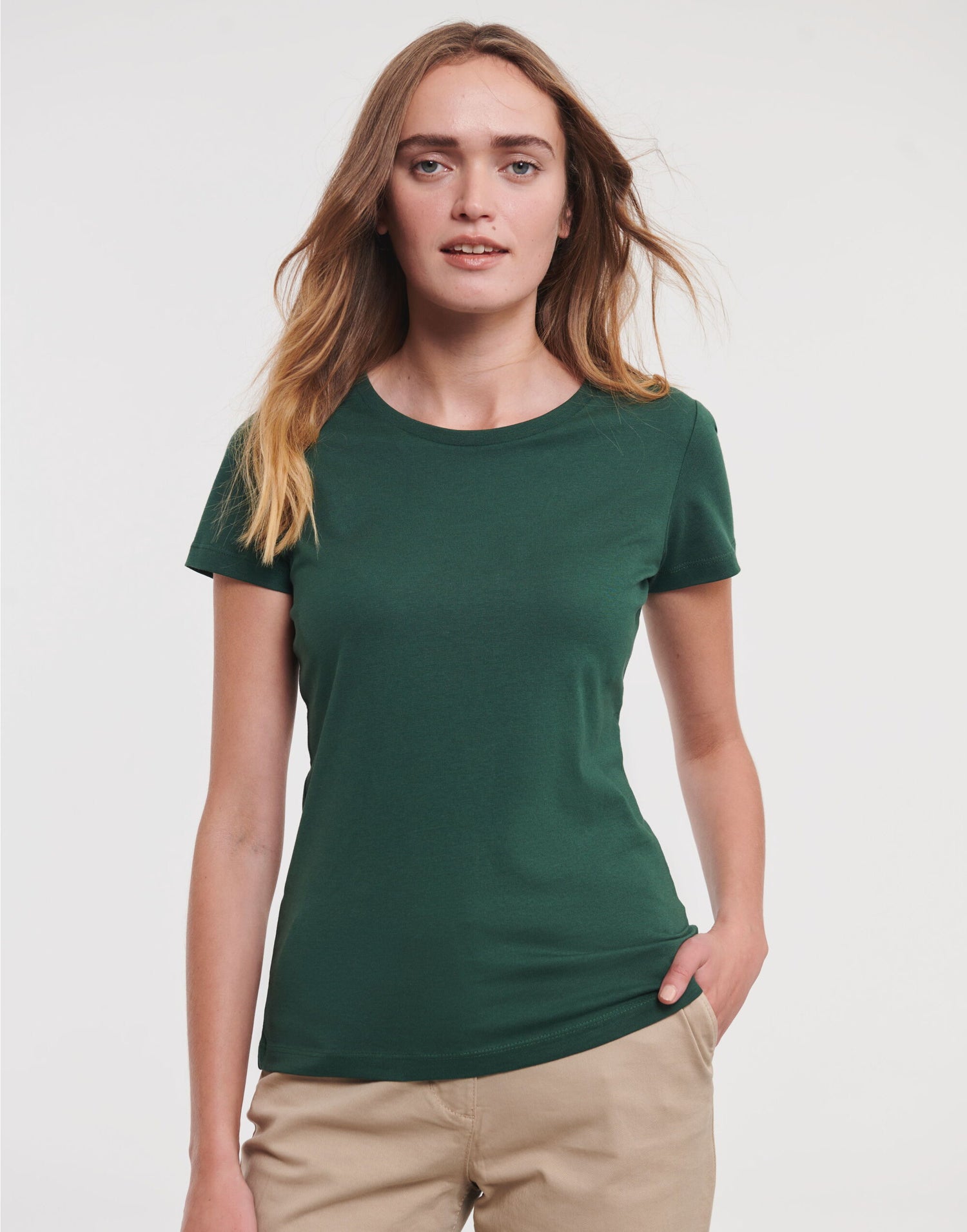 Russell Short Sleeve Collection Russell Short Sleeve Ladies Pure Organic T R108F - Bottle Green - Customisable T-Shirts