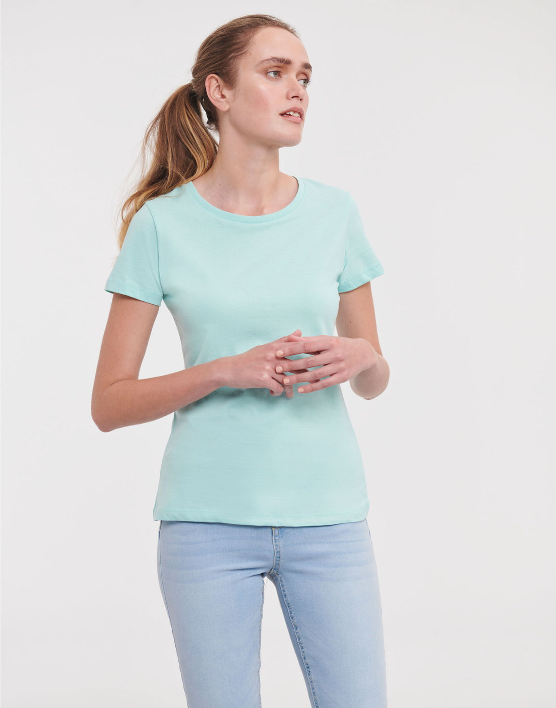 Russell Short Sleeve Collection Russell Short Sleeve Ladies Pure Organic T R108F - Aqua - Customisable T-Shirts