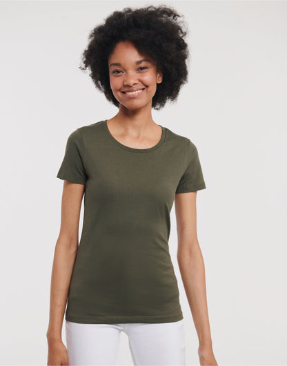Russell Short Sleeve Collection Russell Short Sleeve Ladies Pure Organic T R108F - Dark Olive - Customisable T-Shirts
