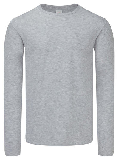 Fruit of the Loom Iconic 150 Long Sleeve T 61446 - Heather Grey - Customisable T-Shirts