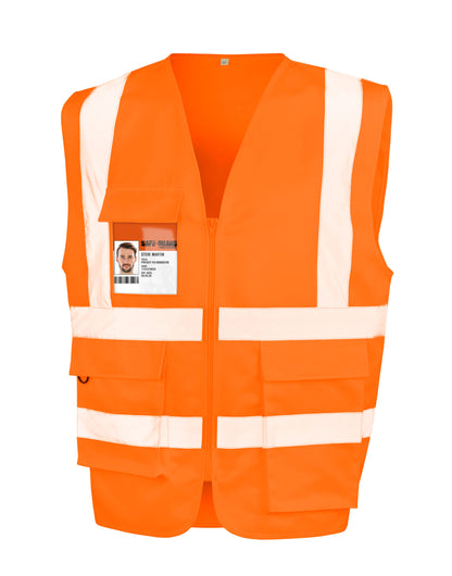 Result Workguard Heavyduty Security Vest R477X - Fluoresent Orange - Customisable H-Vis Vests