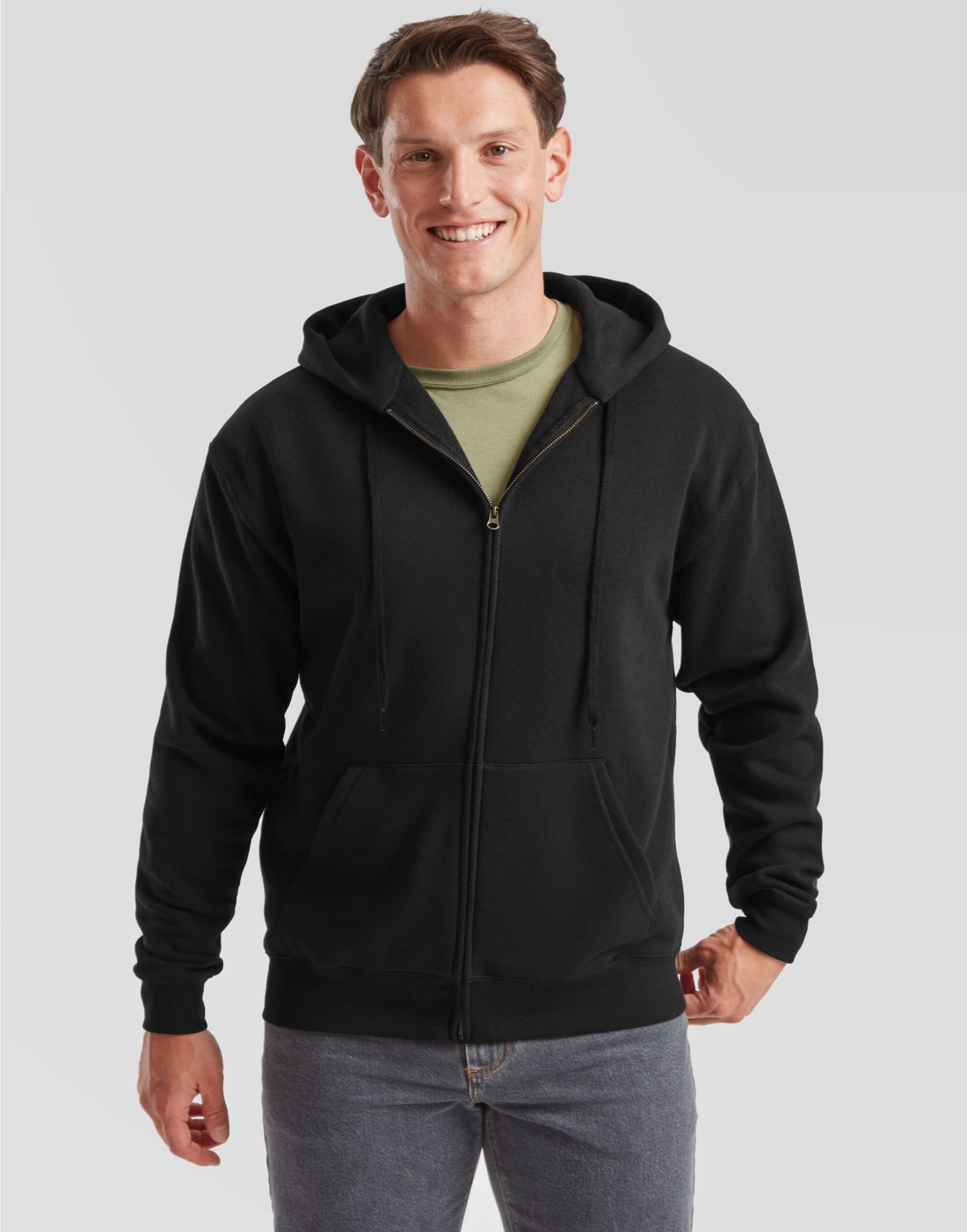 Fruit of the Loom Mens Premium Hooded Sweat Jacket 62034 - Black - Customisable Sweatshirts