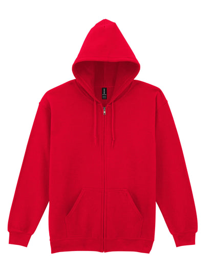 Gildan Heavy Blend Adult Zip Hood Sweat - Red - 18600 - Red - Customisable Sweatshirts And Hoodies