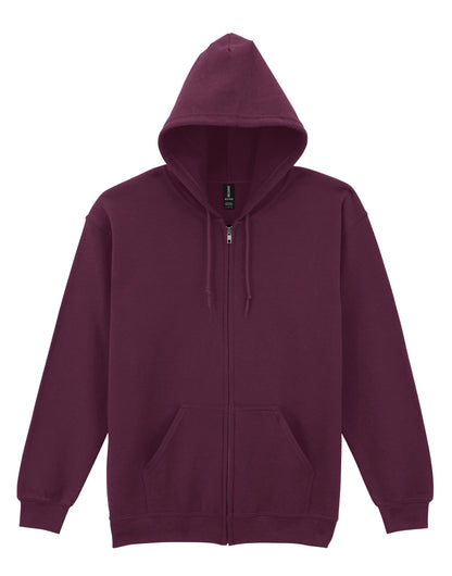 Gildan Heavy Blend Adult Zip Hood Sweat - Maroon - 18600 - Maroon - Customisable Sweatshirts And Hoodies