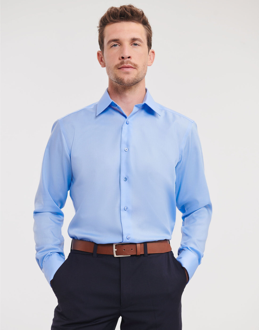 Russell Collection Men LS Tailor NonIron 958M - Bright Sky - Customisable Shirts