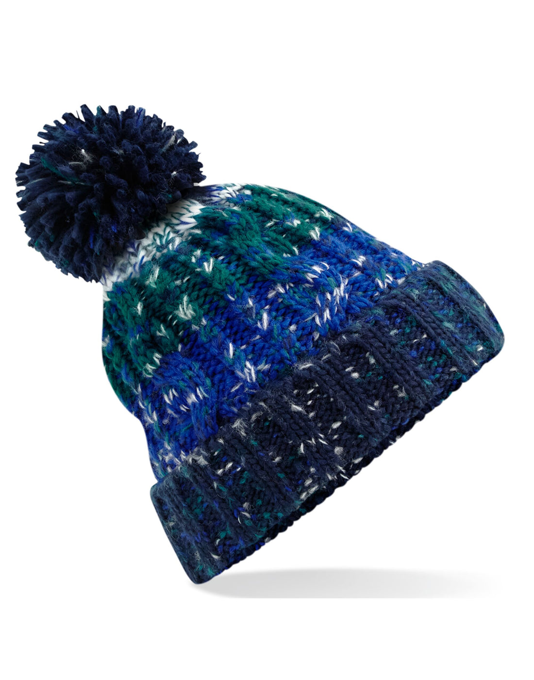 Beechfield Corkscrew Pom Pom Beanie B486 - Alpine Blues O S - Customisable Beanies