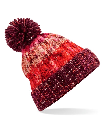 Beechfield Corkscrew Pom Pom Beanie B486 - Cherry Sherbert O S - Customisable Beanies