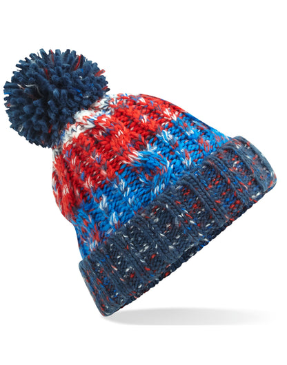 Beechfield Corkscrew Pom Pom Beanie B486 - Chilli Blues O S - Customisable Beanies
