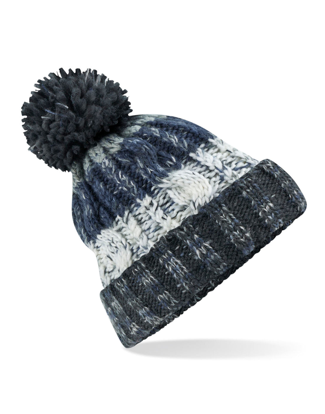 Beechfield Corkscrew Pom Pom Beanie B486 - Arctic Dawn O S - Customisable Beanies